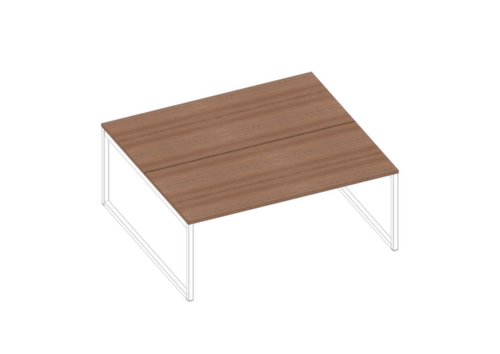 Quadrifoglio Benchtisch Practika mit Kufengestell, Breite x Tiefe 1800 x 1600 mm, Platte Nuss Canaletto