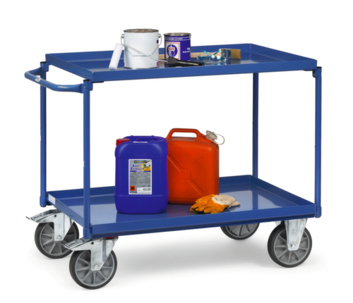 fetra Tischwagen mit öldichten Wannenböden 1000x700 mm, Traglast 400 kg, 2 Etagen