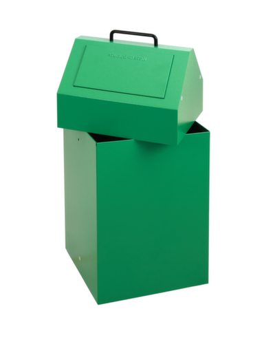 stumpf Feuerhemmender Wertstoffbehälter, 45 l, RAL6024 Verkehrsgrün, Deckel RAL6024 Verkehrsgrün