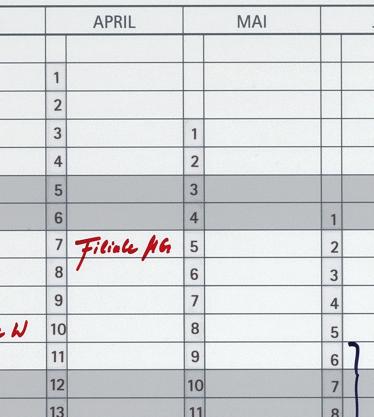 Franken Datumsstreifen für Jahresplaner