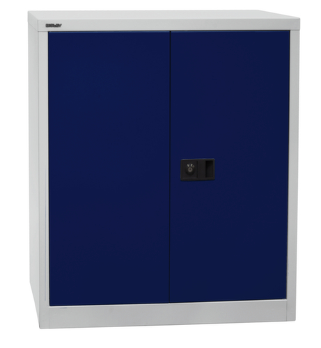 Bisley Aktenschrank, 2 Ordnerhöhen, lichtgrau/oxfordblau