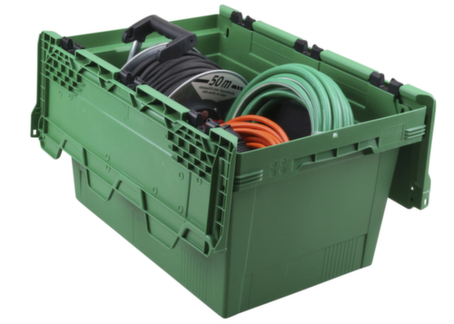 Allit Euronorm-Mehrwegbehälter ProfiPlus CrocoLid 40/32, grün, Länge x Breite 600 x 400 mm, Krokodildeckel