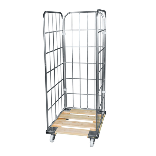 Rollbehälter mit Holz-Plattform, Traglast 500 kg, Länge x Breite 810 x 724 mm