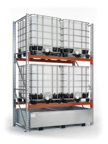 META Palettenregal MULTIPAL für Fässer und KTC/IBC für 4 Paletten, 2395 mm breit, 2 Lagerebenen