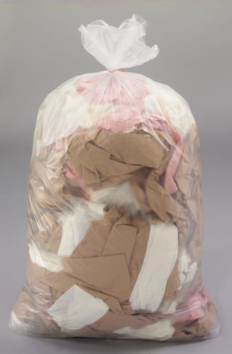 Reißfester Müllsack mit Verschlussband, 60 l, transparent