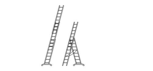 Hymer Dreiteilige Mehrzweck-Teleskopleiter SC 60, 3 x 10 rutschsicher profilierte Sprossen