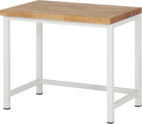 RAU Höhenverstellbare Werkbank Serie 8000 mit Bucheplatte, RAL7035 Lichtgrau