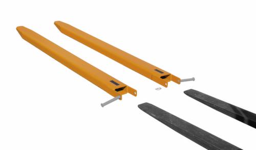 Bauer Gabelverlängerung mit geschlossener Unterseite, RAL7021 Schwarzgrau, für Zinkenquerschnitt Höhe x Breite 50 x 150 mm