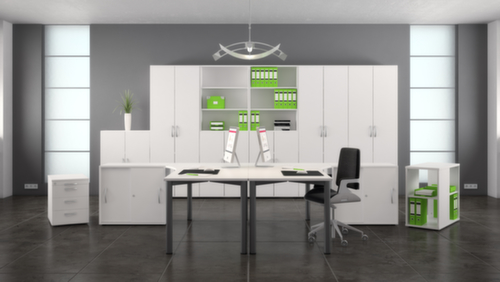 Gera Querrollladenschrank Milano, 2 Ordnerhöhen, weiß/silber