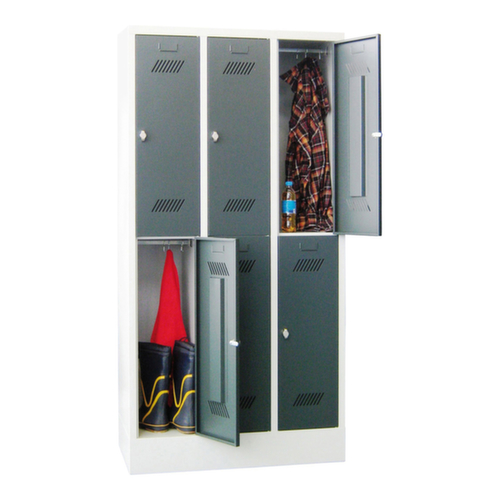PAVOY Doppelstöckiger Garderobenschrank Basis mit 3x2 Abteilen, Abteilbreite 300 mm