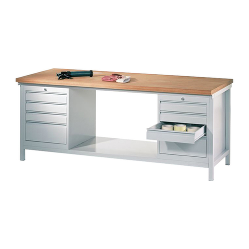 PAVOY Werkbank mit verschiedenen Unterbauten, 8 Schubladen, 1 Ablageboden