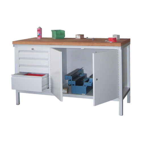 PAVOY Werkbank mit verschiedenen Unterbauten, 4 Schubladen, 1 Schrank
