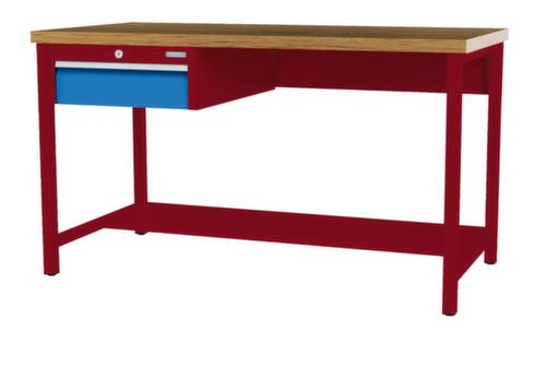 Bedrunka + Hirth Werkbank mit Buche-Massivholzplatte Gestell in vielen Farben, 1 Schublade, 1/2 Ablageboden