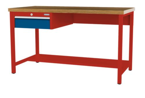 Bedrunka + Hirth Werkbank mit Buche-Massivholzplatte Gestell in vielen Farben, 1 Schublade, 1/2 Ablageboden