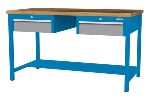 Bedrunka + Hirth Werkbank mit Buche-Massivholzplatte Gestell in vielen Farben, 2 Schubladen, 1/2 Ablageboden