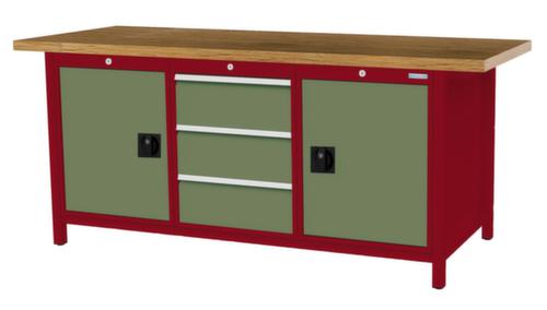 Bedrunka + Hirth Werkbank mit Buche-Massivholzplatte Gestell in vielen Farben, 3 Schubladen, 2 Schränke