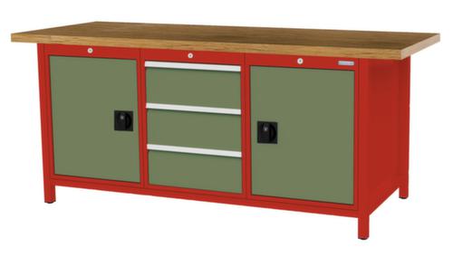 Bedrunka + Hirth Werkbank mit Buche-Massivholzplatte Gestell in vielen Farben, 3 Schubladen, 2 Schränke