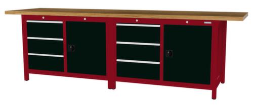 Bedrunka + Hirth Werkbank mit Buche-Massivholzplatte Gestell in vielen Farben, 6 Schubladen, 2 Schränke