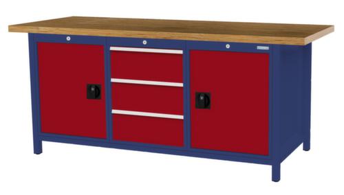 Bedrunka + Hirth Werkbank mit Buche-Massivholzplatte Gestell in vielen Farben, 3 Schubladen, 2 Schränke