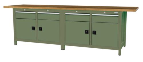 Bedrunka + Hirth Werkbank mit Buche-Massivholzplatte Gestell in vielen Farben, 4 Schubladen, 4 Schränke