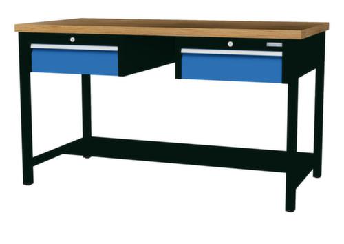 Bedrunka + Hirth Werkbank mit Buche-Massivholzplatte Gestell in vielen Farben, 2 Schubladen, 1/2 Ablageboden