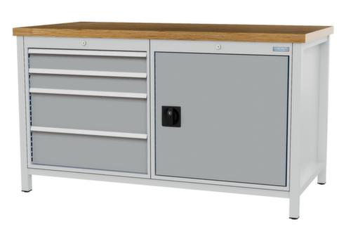 Bedrunka + Hirth Werkbank mit Buche-Massivholzplatte Gestell in vielen Farben, 4 Schubladen, 1 Schrank