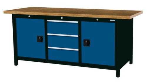 Bedrunka + Hirth Werkbank mit Buche-Massivholzplatte Gestell in vielen Farben, 3 Schubladen, 2 Schränke