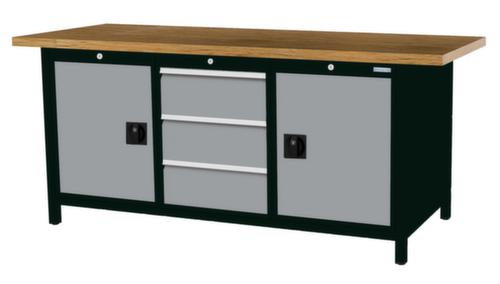 Bedrunka + Hirth Werkbank mit Buche-Massivholzplatte Gestell in vielen Farben, 3 Schubladen, 2 Schränke