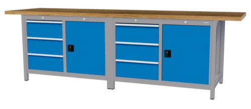 Bedrunka + Hirth Werkbank mit Buche-Massivholzplatte Gestell in vielen Farben, 6 Schubladen, 2 Schränke