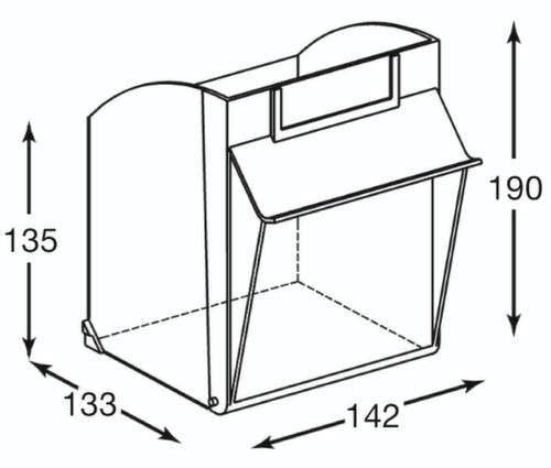 Magazinschrank mit Klappkästen, 56 Kästen, transparent