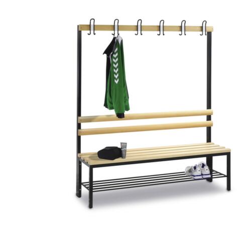 C+P Umkleidebank schwarzgrau mit Haken und Holzleisten