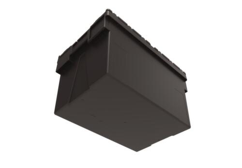 Euronorm-Mehrwegbehälter recycelt + verplombar, Inhalt 63 l, Zweiteiliger Scharnierdeckel