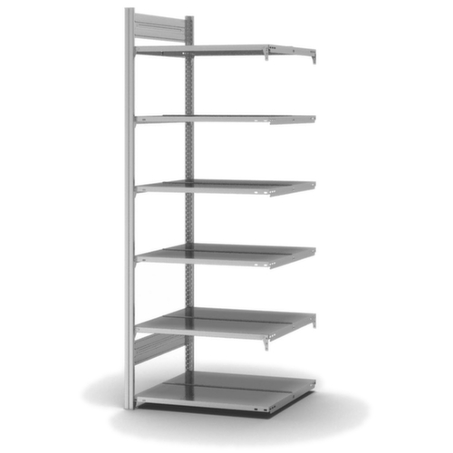 hofe Akten-Steckregal Anbaufeld zur beidseitigen Nutzung, 6 Böden, mit korrosionsschützender Zinkbeschichtung
