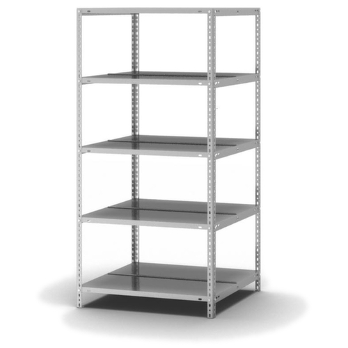 hofe Akten-Schraubregal zur beidseitigen Nutzung, 5 Böden, mit korrosionsschützender Zinkbeschichtung