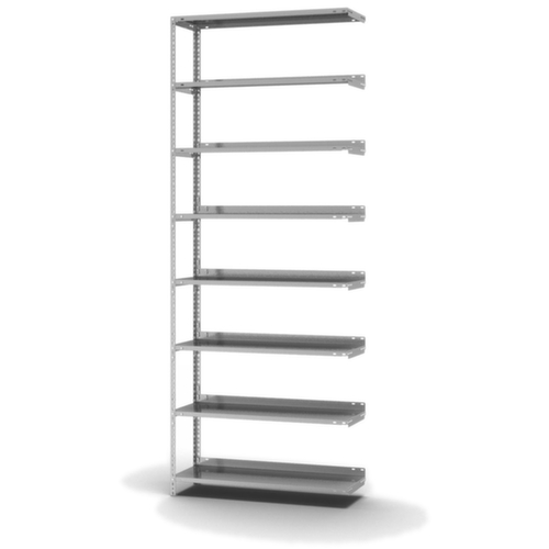 hofe Akten-Schraubregal Anbaufeld zur beidseitigen Nutzung, 8 Böden, mit korrosionsschützender Zinkbeschichtung