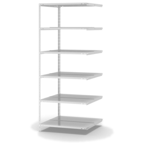 hofe Akten-Schraubregal Anbaufeld zur beidseitigen Nutzung, 6 Böden, RAL7035 Lichtgrau