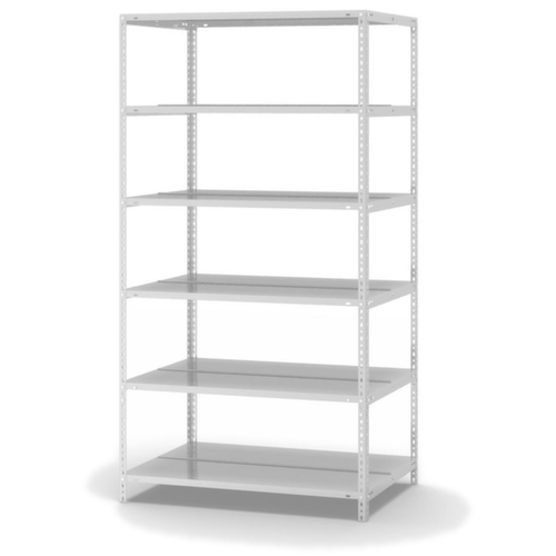 hofe Akten-Schraubregal zur beidseitigen Nutzung, 6 Böden, RAL7035 Lichtgrau