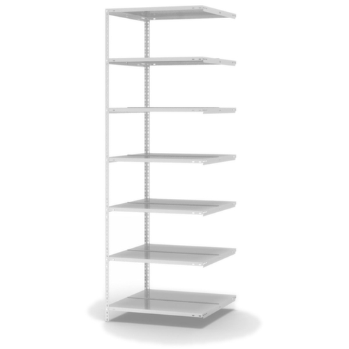 hofe Akten-Schraubregal Anbaufeld zur beidseitigen Nutzung, 7 Böden, RAL7035 Lichtgrau