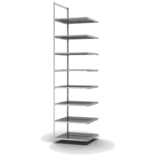 hofe Akten-Schraubregal Anbaufeld zur beidseitigen Nutzung, 8 Böden, mit korrosionsschützender Zinkbeschichtung