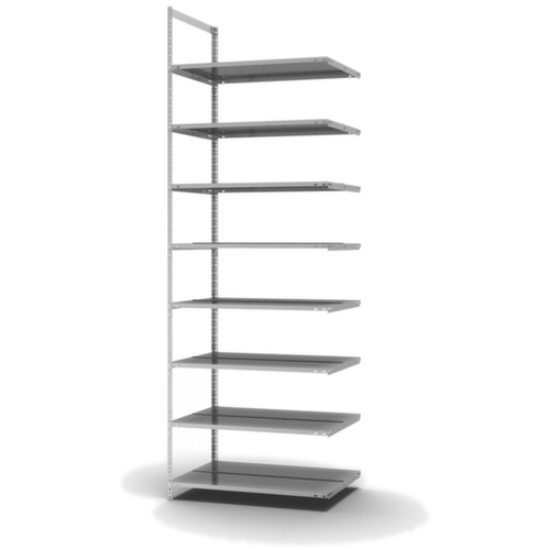 hofe Akten-Schraubregal Anbaufeld zur beidseitigen Nutzung, 8 Böden, mit korrosionsschützender Zinkbeschichtung