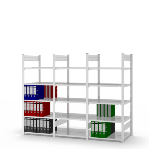 hofe Akten-Steckregal zur beidseitigen Nutzung, 5 Böden, RAL7035 Lichtgrau