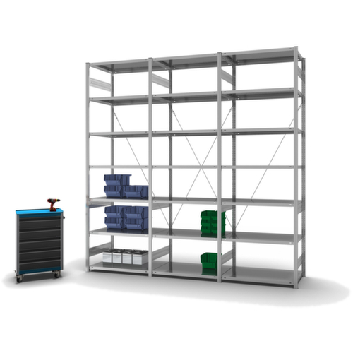 hofe System-Steckregal in Standard Bauart, Höhe x Breite x Tiefe 3000 x 1010 x 635 mm, 7 Böden