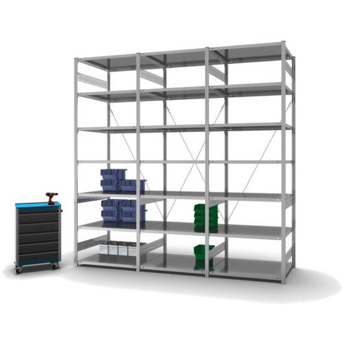 hofe System-Steckregal in mittelschwerer Bauart, Höhe x Breite x Tiefe 3000 x 1010 x 835 mm, 7 Böden