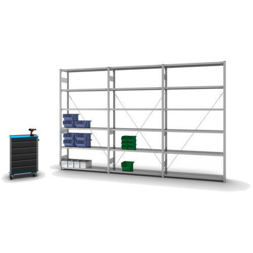 hofe System-Steckregal in mittelschwerer Bauart, Höhe x Breite x Tiefe 2500 x 1360 x 335 mm, 6 Böden