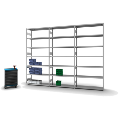 hofe Traversenregal in schwerer Bauart, Höhe x Breite x Tiefe 3000 x 1360 x 435 mm, 7 Böden
