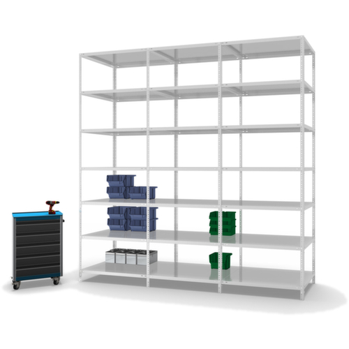 hofe Schraubregal Anbaufeld, 7 Böden, RAL7035 Lichtgrau