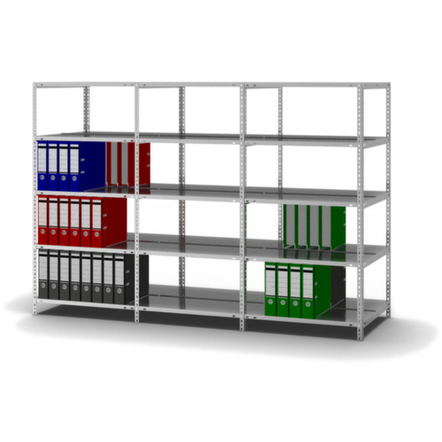 hofe Akten-Schraubregal zur beidseitigen Nutzung, 5 Böden, mit korrosionsschützender Zinkbeschichtung