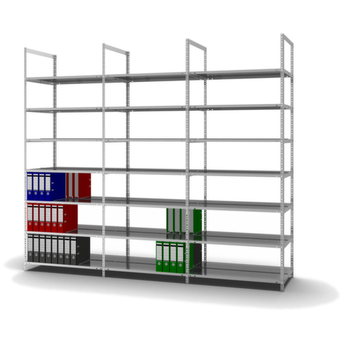 hofe Akten-Schraubregal zur beidseitigen Nutzung, 7 Böden, mit korrosionsschützender Zinkbeschichtung