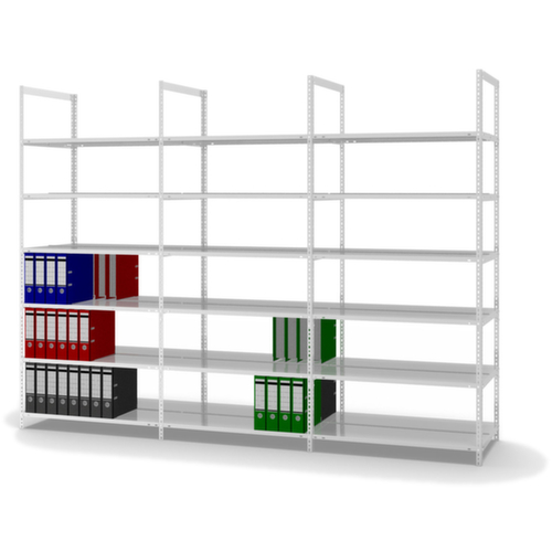 hofe Akten-Schraubregal zur beidseitigen Nutzung, 6 Böden, RAL7035 Lichtgrau