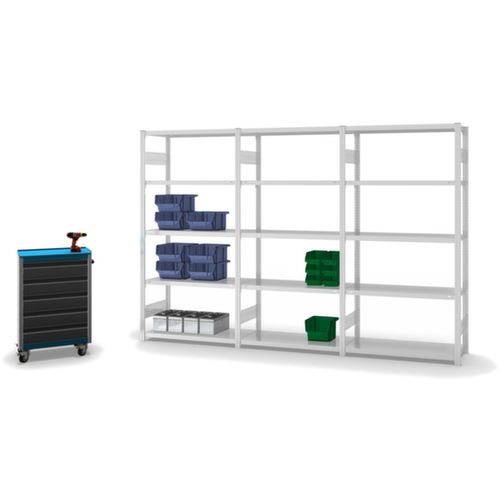 hofe Traversenregal in mittelschwerer Bauart, Höhe x Breite x Tiefe 2000 x 1010 x 435 mm, 5 Böden